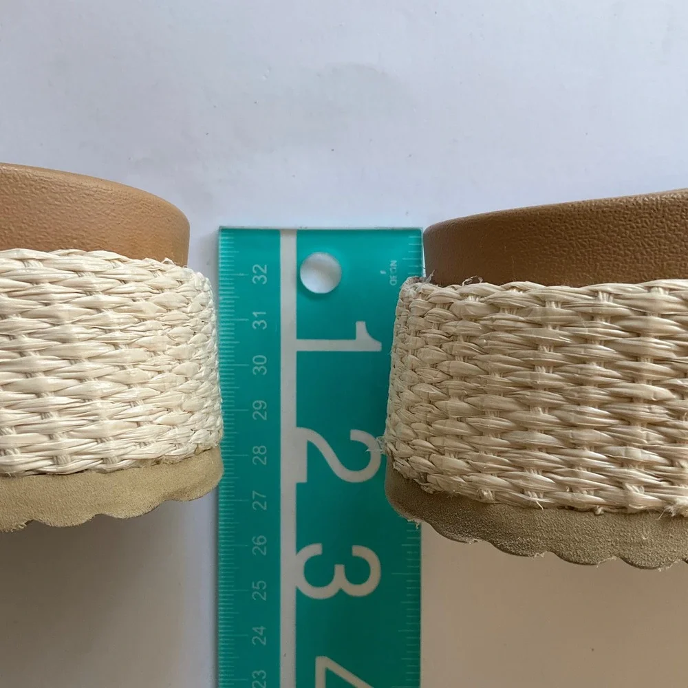 DV Dolce Vita Sugar 7.5 Crochet Woven Platform Sandals Tan Crisscross Slide Boho